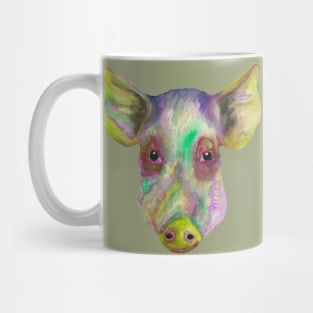 Colorful watercolor pig head Mug